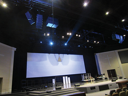 In addition to the 3,000-seat, stadium-style sanctuary, the campus also needed sound systems for three kids theaters, a wedding chapel, choir room, and atrium. 