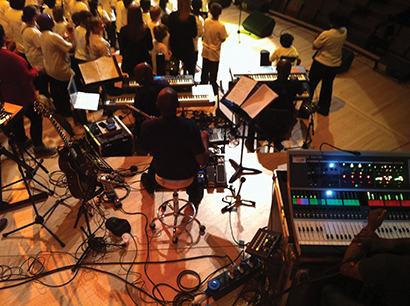 APR relied upon two Allen & Heath iLive digital mixing systems and 12 ME-1 personal mixers to manage monitors for Sing Inspiration, a two-day gospel event staged in London’s Royal Festival Hall. Pictured here: iLive in monitor position, and several ME mixers on stage.
