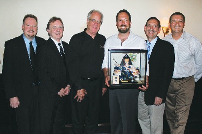 Pictured L-R: David Marsh, Audio-Technica Director of Sales & Marketing, Installed Sound & Broadcast; Michael Edwards, A-T V.P. Professional Products; Alliance Audio Visual Group’s Jim Chase, Account Executive, and Matthew Jensen, Principal; Philip Cajka, A-T U.S. President and CEO; and Doug Swan, A-T Director of Sales & Marketing, MI/PRO Audio. Photo credit: Corey Walthall, Clyne Media.