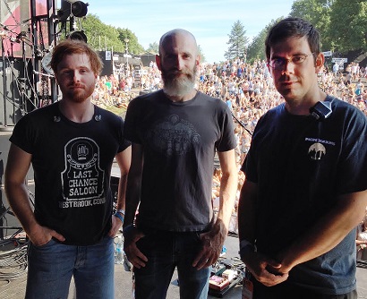 Monitor engineer Jared Swetnam, FOH engineer Scott Eisenberg and system engineer Andrew Dowling