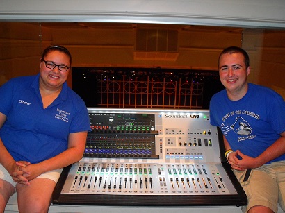 Photo Caption: Ginette Slaughter and Ryan Carson, student event technicians at Elizabethtown College.