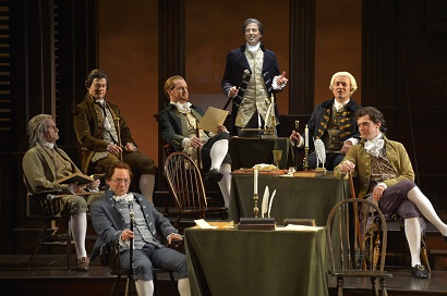 The cast of the West Coast premiere of Tony Award-winning director Frank Galati's triumphant new staging of the musical 1776, now playing at A.C.T.'s Geary Theater through October 6, 2013. Photo by Kevin Berne.