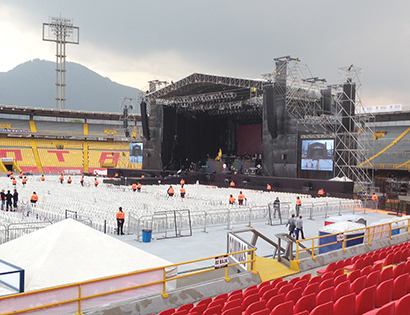 C. Vilar provided a full complement of Adamson line arrays including E15s and Spektrix mains, Y10 enclosures for delays with T21 subwoofers for low end and M15 monitors.