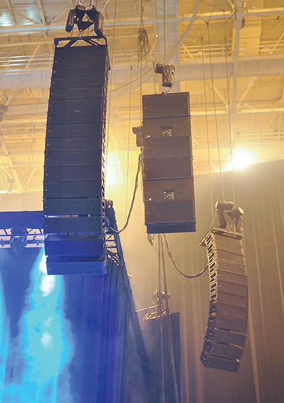 The all-Meyer stage left P.A. hang.