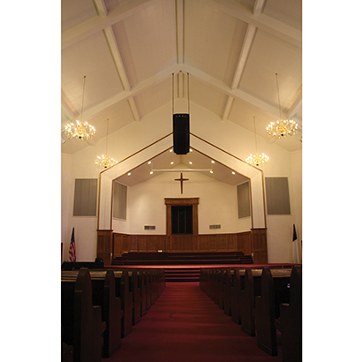 The Immanuel Baptist Church in Duncan, Oklahoma, featuring a RoomMatch loudspeaker system from Bose Professional Systems. Photo courtesy of Mark LaBouff, FBP Systems, 2013