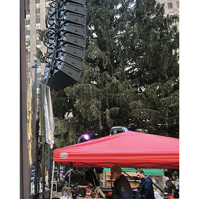 VUE Audiotechnik, which helped spread the word about the fund set up in Jim Lovell's memory, had its al-4 line array gear at the event.