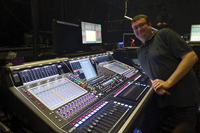Monitor engineer Andy ‘Baggy’ Robinson with the DiGiCo SD5 used for Jessie J's late 2013 U.K. tour