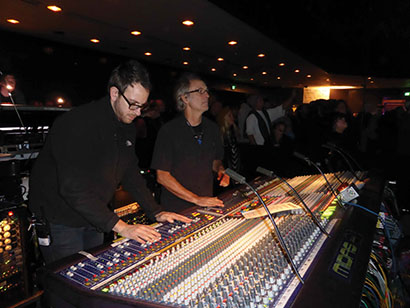 From left, Brian Speiser, FOH Engineer for Tedeschi Trucks Band, and Bob Coke, FOH Engineer, The Black Crowes in San Francisco