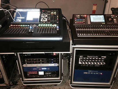 The monitor setup consists of the Roland M-480 with the S-1608 digital snake.