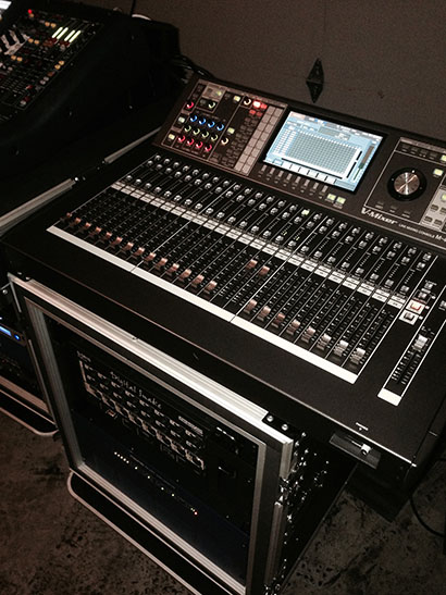 Roland Systems Group's M-480 V-Mixing System at monitors.