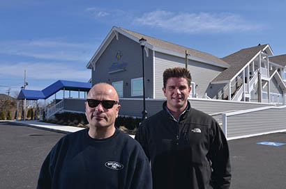 The Water’s Edge restaurant, bar and catering facility turned to Boulevard Pro for new audio gear from Yamaha, inside and out. Pictured here are James Cioffi, co-owner, Boulevard Pro, and Waters Edge owner Dave Ziegler.
