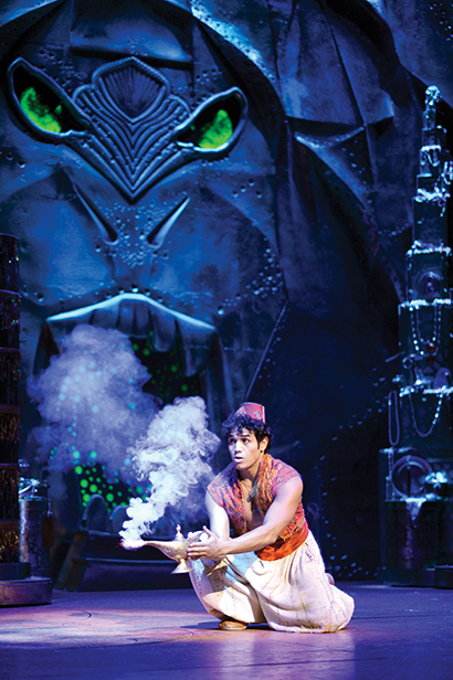 Masque Sound provided sound designer Ken Travis with a &b audiotechnik system and Studer Vista 5 digital mixing console for the Broadway musical Aladdin. Photo by Deen Van Meer