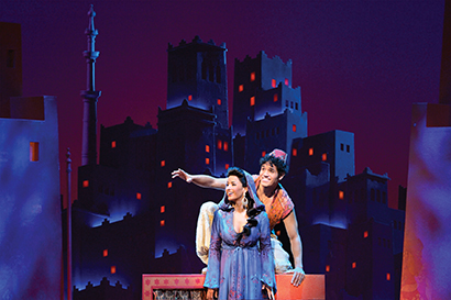 Masque Sound provided sound designer Ken Travis with a &b audiotechnik system and Studer Vista 5 digital mixing console for the Broadway musical Aladdin. Photo by Deen Van Meer