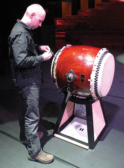 The Yamato troupe of Japanese taiko drummers used the d:vote 4099 Rock Touring Kit from DPA Microphones for their recent tour of venues around Europe. Pictured here is Erik Bouwmeester, owner of Sound Adventure and Front of House engineer for Yamato.