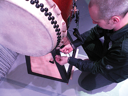 The Yamato troupe of Japanese taiko drummers used the d:vote 4099 Rock Touring Kit from DPA Microphones for their recent tour of venues around Europe. Pictured here is Erik Bouwmeester, owner of Sound Adventure and Front of House engineer for Yamato.