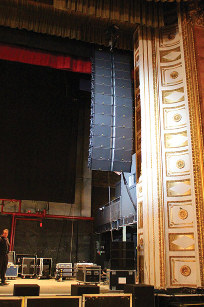 One of Bauder’s new K2 arrays in place for Lorde’s concert, which drew a capacity crowd to Philadelphia’s Tower Theater. Photo by Dominic Casale.
