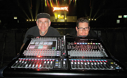 Bradley Johnson (left) and Dave Rupsch at the DiGiCo SD10 FOH desk.