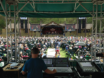 Merle Haggard and his band performing on MerleFest 2014’s Watson stage, which featured DiGiCo SD10 house and monitor desks