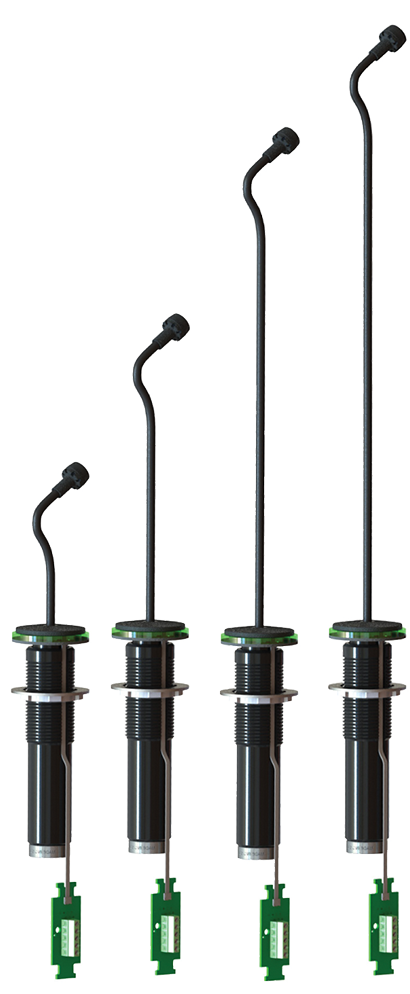 Earthworks launched its IML Installation Series with its LumiComm Touch Ring designed for permanent table top installation. Pictured here, from left, are the IML12-B, IML10-B, IML6-B, IML3-B.