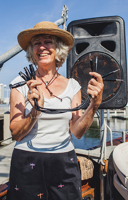 Adriana Kelder, Producer for the Caravan Stage Company, with Neutrik gear
