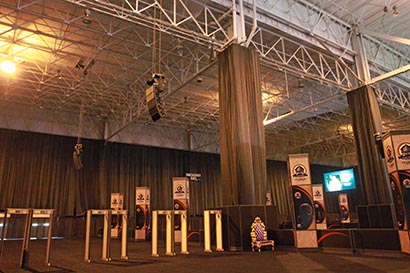 Hughie’s Event Production Services supported the event with a range of gear that included D.A.S. Audio components. Pictured here is the entry area to the Fan Fest event.