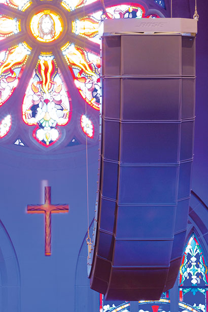 A RoomMatch array from Bose Professional Systems, installed at Church of the Apostles, a mega-church in the Buckhead district of Atlanta