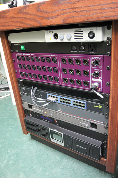 Tennessee Church Installs Allen & Heath GLD 80 System for Live, Broadcast Applications. Pictured here, the AR2412 AudioRack located behind the stage.