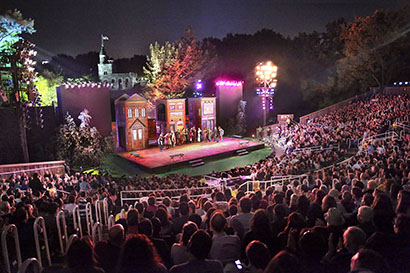 A recent production at the 1,800-capacity open-air Delacort Theater in New York's Central Park. Photo by Tammy Shell.