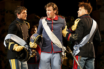 Much Ado About Nothing. From left to right - Pedro Pascal Jack Cutmore-Scott Brian Stokes Mitchell - Photo by Joan Marcus