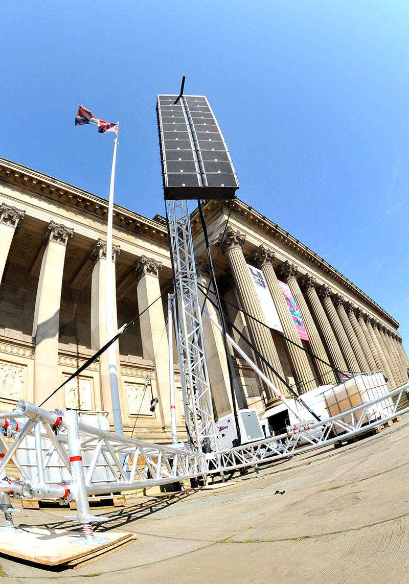Adlib's K2 on the company's Prolyte PA Towers
