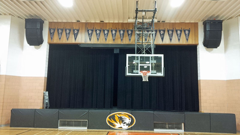The gymnasium of Westgate Collegiate & Vocational Institute in Thunder Bay, Ontario, featuring a RoomMatch system from Bose Professional Systems.