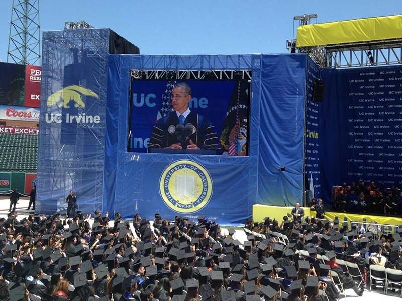 EAW supports Obama speech and UC-Irvine graduation ceremony in Angel Stadium, Anaheim, CA