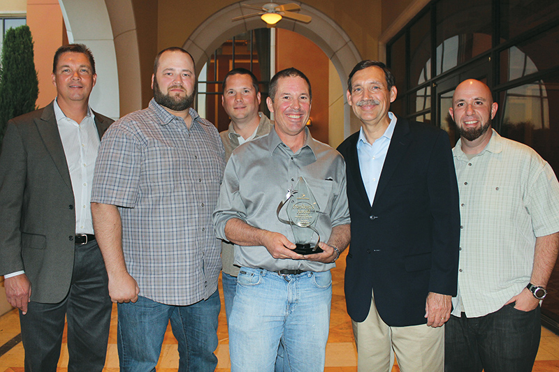 Pictured L-R: Doug Swan, Audio-Technica National Director of Sales & Marketing, Professional Markets; Mike Corvin, The Farm Technical Sales & Marketing Manufacturers Representative; David Lawrence, The Farm Technical Sales & Marketing Manufacturers Representative; John Hood, The Farm Technical Sales & Marketing Principal; Philip Cajka, Audio-Technica President & C.E.O.; and Justin Rose, The Farm Technical Sales & Marketing Manufacturers Representative. Photo credit: Corey Walthall, Clyne Media.