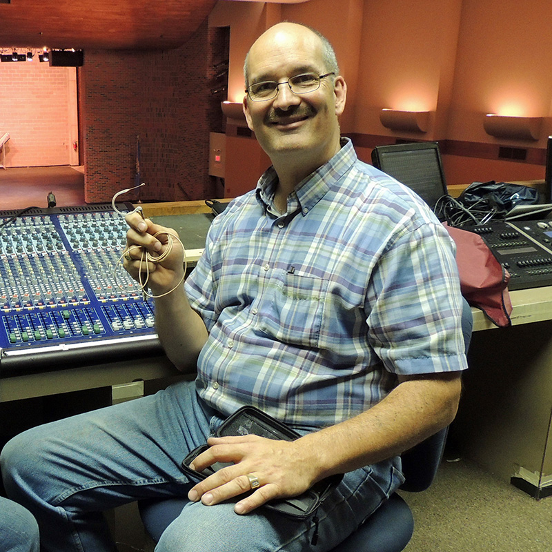 Pryor High School has been relying on Countryman’s E6 earset microphones — both omnidirectional and directional — for the major musical performances it stages every year at the Herchel Avra Performing Arts Center. Pictured here is Jim Bryant, Jr., manager of the Avra PAC, who helps students with the Countryman gear.
