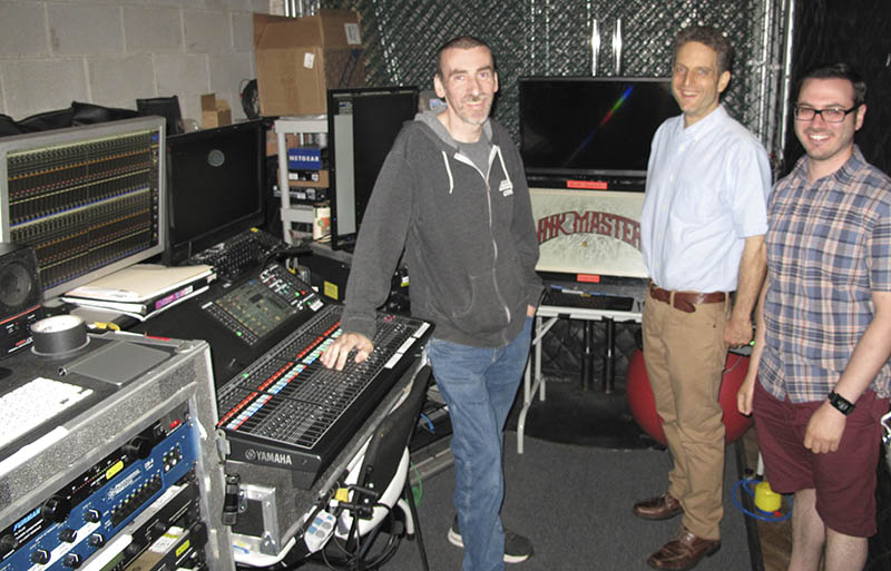 From left, The late Martin Kelly (Sound Supervisor, Ink Master), Peter Schneider (co-Owner, Gotham Sound and Communications), Paul Padilla (Senior Rental Technician, Gotham Sound and Communications)