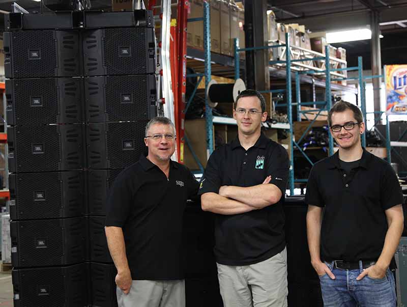 From left, Dan Burns, Sound Marketing; Collin Donohue, Studio Gear; and Joe Holdman, Studio Gear.