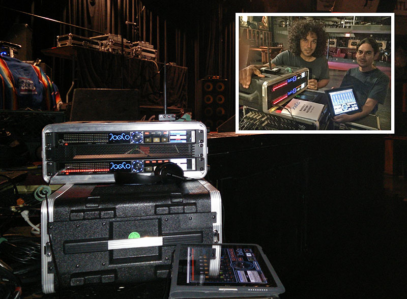 Audio Rents Inc. became the first in U.S. to take delivery of JoeCo BBR1MP Recorders. Pictured in inset: the gear with Luis Cardenas (Production Manager - right) and Leonardo Contreras (FOH) at Whisky a Go-Go