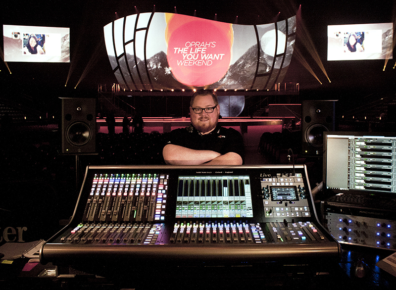 Oprah’s “The Life You Want” Program Tours with SSL Live Console. Pictured here is Jon Schwarz with the SSL Live.