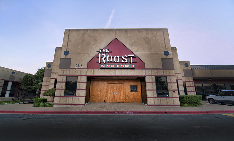 The exterior of Austin music venue The Roost, featuring a RoomMatch system from Bose Professional Systems.
