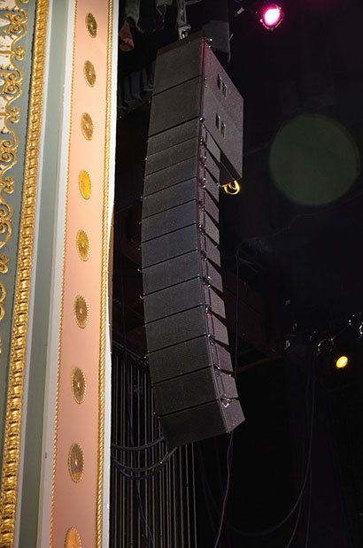The Lucas’ stage right hang has 12 LR7 line arrays and LR7B flown subs.