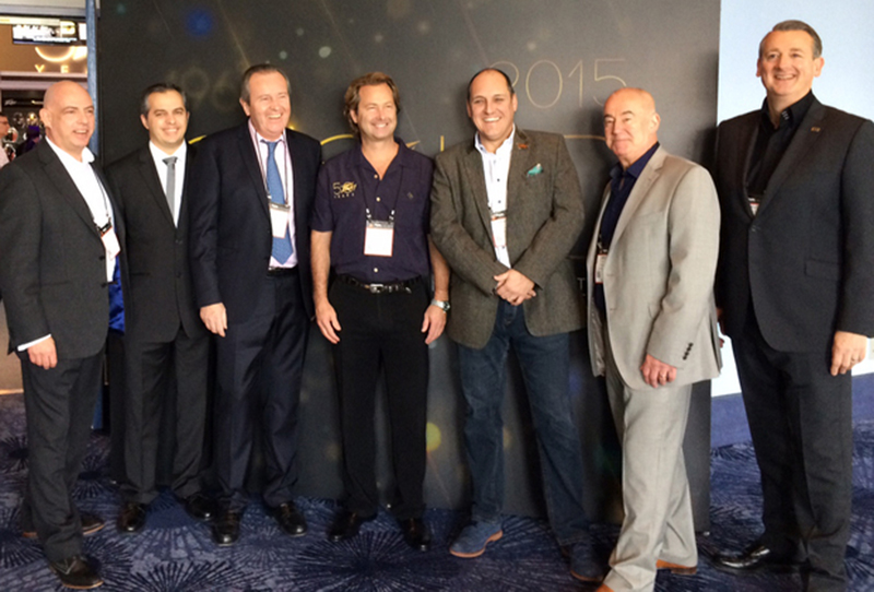Left-to-Right: Clive Roberts, Managing Director, Peavey Europe; Didier Brochard, Sales Manager, IMS France; Jacky Boissel, Managing Director, IMS France; Courtland Gray, Chief Operating Officer, Peavey Electronics; Brian Cleary, Managing Director, Barnes & Mullins, UK; Bruce Perrin, Managing Director, Barnes & Mullins, UK; David Hunt, Sales Manager, Peavey Europe
