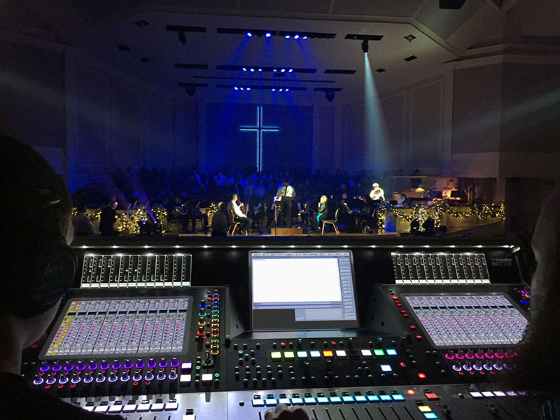 Central Church’s DiGiCo SD5 desk in the main sanctuary