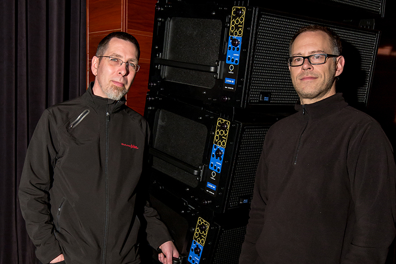 L to R: Paul Schmitz (Technical Coordinator for Audio), Cory Papirny (Principal Audio Technician) at Northern Alberta Jubilee Auditorium 