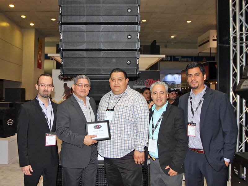 D.A.S. Audio named Los Angeles, CA-based International House of Music (IHOMI) Dealer of the Year. Pictured here, from left, are Javier Navarro (D.A.S. Audio), Oscar Naranjo (IHOMI), Oscar Naranjo Jr. (IHOMI), Ramon Franco (D.A.S. Audio) and Jaime Villegas (D.A.S. Audio).