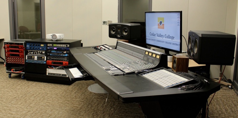 Cedar Valley College’s recording and mixing studio, featuring an arsenal of Focusrite RedNet interfaces. Photo courtesy of Steve Browne/Cedar Valley College. © 2015.