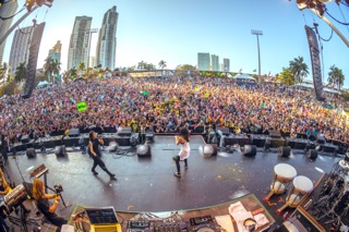 Krewella performing on Ultra Music Festival's Live Stage, which featured a full L-Acoustics loudspeaker system (c) Drew Ressler/Rukes.com