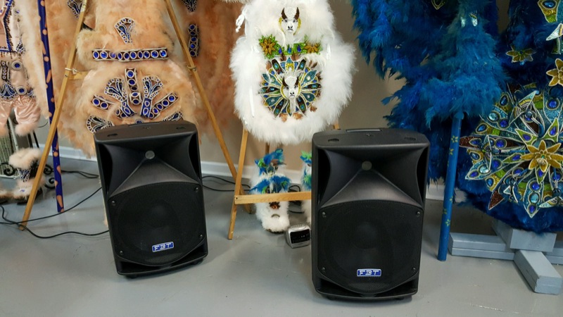 FBT Speakers with Native American costumes / Washitaw Nation Mardi Gras Indians (c) Eric Burt