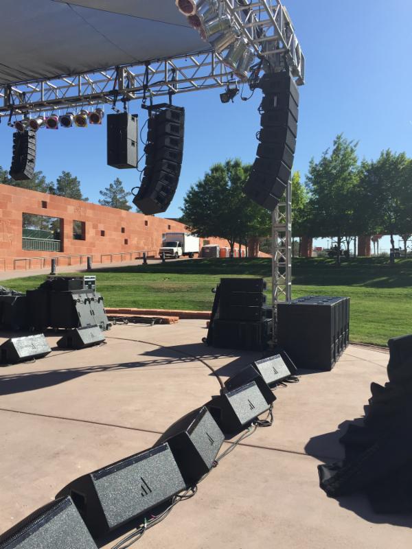 All VUE Products for the City of Lights Jazz & RnB Festival 2015. VUE h-Class: hm-Class monitors, hs-Class powered subs on the ground, al-Class (al-8, al-4, al-8SB) Line Arrays flown for mains, side fills and lateral fills.