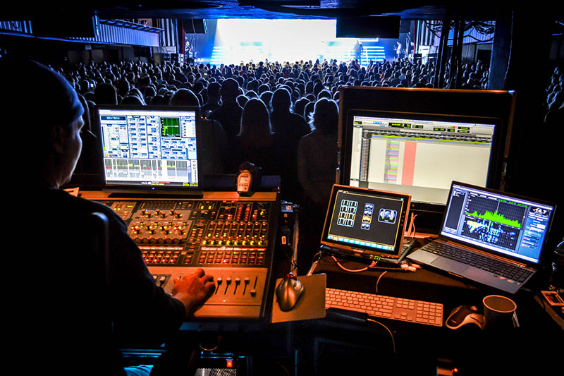 Chris Aman manning the FOH mix for Pentatonix