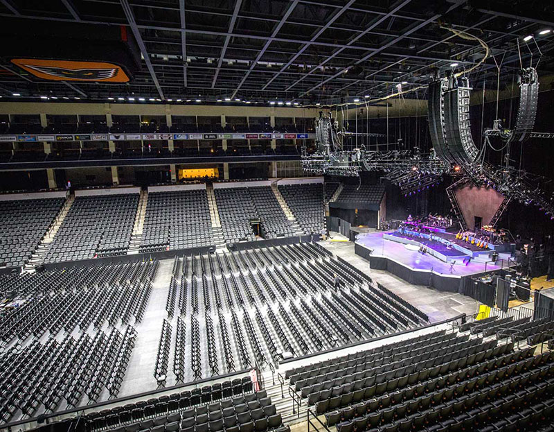 In addition, a total of 24 VERTEC® VT4886 loudspeakers provide reinforcement to the seating behind the stage. The system is powered with more than 100 Crown I-Tech 12000HD amplifiers for a total of 1.6 million watts of power.